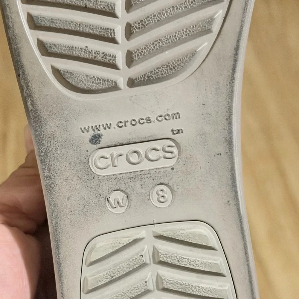 CROCS Pink Platform Slide Sandals with Gray Sole, - Picture 9 of 9